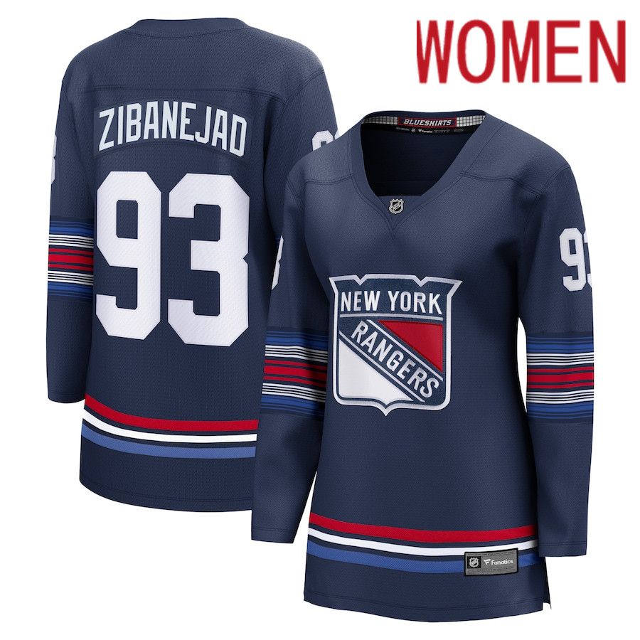 Women New York Rangers #93 Mika Zibanejad Fanatics Branded Navy Alternate Premier Breakaway Player NHL Jersey